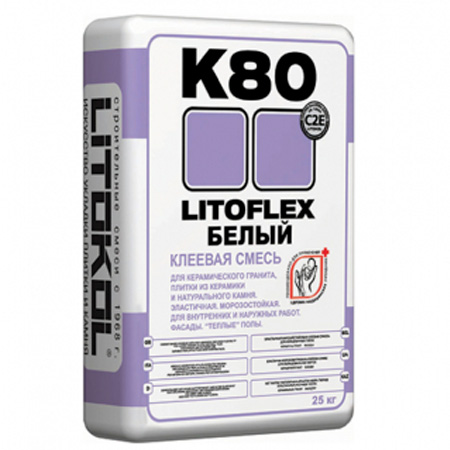 Клей для плитки Litokol K80 LITOFLEX белый 25кг